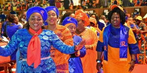 Former Nominated Senator Beatrice Kwamboka with other ODM women leaders during a past function. 