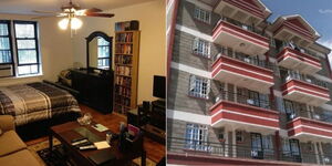 Photo collage between a bedsitter and an apartment block for rental in Nairobi