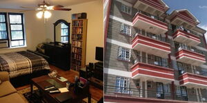 Photo collage between a bedsitter and an apartment block for rental in Nairobi