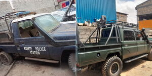 Before and after photos of the Ksh1.6 million double-cabin transformed by John Akale.