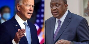 US President Joeseph Biden Jr (left) and President Uhuru Kenyatta (right).