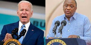 US President Joe Biden (left) and his Kenyan counterpart Uhuru Kenyatta 