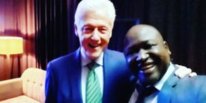 Former US President Bill Clinton (left) and Kenyan activist Kennedy Odede during the UN meeting for Clinton Global Initiative on Monday, September 19, 2022