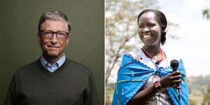 A collage image of Microsoft Co-founder Bill Gates (Left) and Kakenya School founder Kakenya Ntaiya (Right).
