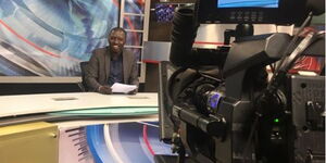 NTV Broadcast journalist Bill Otieno in the studio in August 2019.