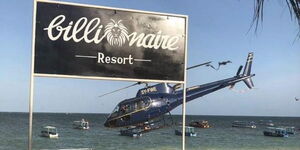 A signpost showing the Billionaire's resort in Malindi