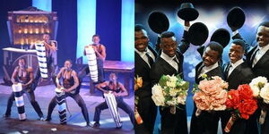 Photo collage of Black Blue Brothers during their acrobatic performances