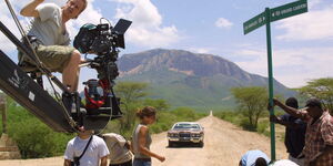 Blue Sky Film production crew during a scene recording in Kenya in 2019