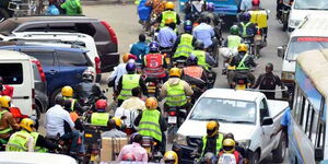 Boda boda riders at the junction of Kirinyaga and Racecourse Road in Nairobi on June 27, 2017. 