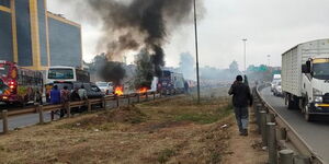 Outering road blocked by bodaboda riders.