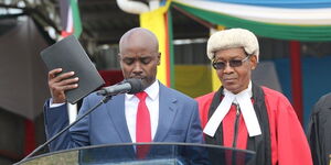 Bomet governor Hillary Bachok during his swearing in on August 8, 2019.