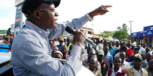 Kakamega Senator Boni Khalwale addresses a past roadside rally