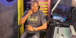 Journalist Bonnie Musambi poses for a photo at Sang'u FM studios