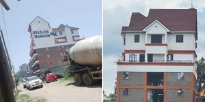 A photo collage of vehicles parked outside Bradijon mansion located in Zimmerman, Nairobi. 