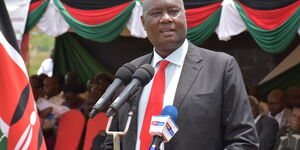 Busia County Governor Sospeter Ojaamong addresses a gathering in Busia County on March 9, 2020.