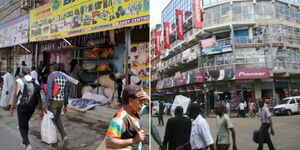 A collage photo of business shops within Nairobi CBD.