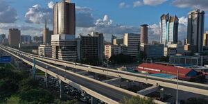 An aerial view of buildings in the Central Business District (CBD).