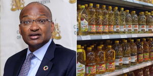 CBK Governor Patrick Njoroge (left) and cooking oil on Kenyan shelf