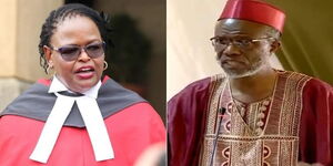 A collage of Chief Justice Martha Koome and arbitrator Isaac Aluochier ​