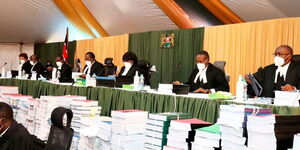 Court of Appeal Judges giving verdict on the BBI at the Milimani Law Courts on August 20, 2021