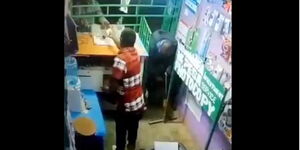 Snip shot of CCTV footage of robbery which occurred at Dagoretti Corner, Wanye Road on Wednesday, March 11, 2020.