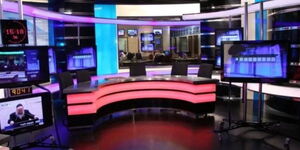 A file image of an empty TV station