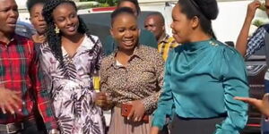 Gospel artist Evelyn Wanjiru (center) with Tanzania's Zabron choir