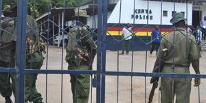 Police officers on duty at a police station in Kenya