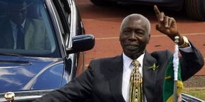 Mzee Daniel arap Moi arriving at a national event at Nyayo Stadium, Nairobi