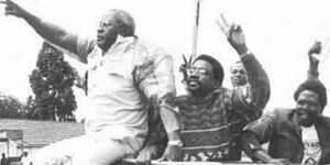 The late Martin Shikuku (left) and James Orengo (center) in 1990