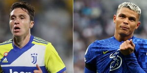 Federico Chiesa of Juventus (left) and Thiago Silva of Chelsea (right)