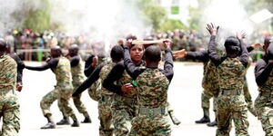 National Youth Service trainees engaged in an exercise in Gilgil September 2018.