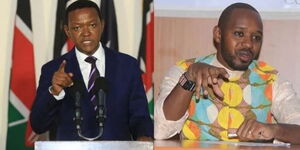 Machakos Governor Alfred Mutua (left) and Boniface Mwangi (right) 