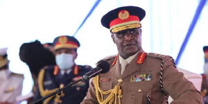 Chief of Defence Forces Robert Kibochi speaking during a past conference in May 2020.