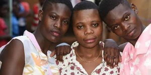 The Kakamega twins, Sharon Mathias and Melon Lutenyo alongside their sister Mevis Mbaya