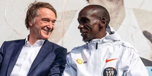 UK Billionaire Jim Ratcliffe (left) alongside athlete Eliud Kipchoge.