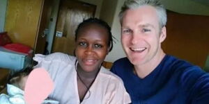 Cryptocurrency investor Merc De Mesel and 21-year-old girlfriend Felista Njoroge pose for a photo