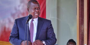 Interior Cabinet Secretary Fred Matiang'i speaks at the National Police College leadership complex in Kiganjo on January 20, 2022.