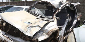An image of the vehicle that crushed along Ngong Road, near Dagoretti in Nairobi on February 20, 2022.