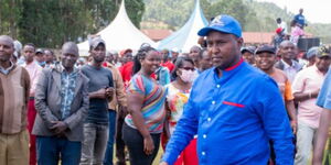 Suna East MP Junet Mohamed arriving at Maua, Meru County for the Azimio campaign tour on March 10, 2022.