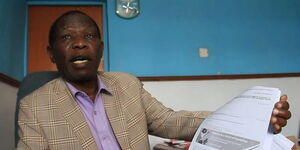 Prominent businessman, Francis Ng'ang'a Kihara, speaks to the media at his offices in Nakuru county.
