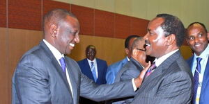 Deputy President William Ruto (left) and Wiper party leader Kalonzo Musyoka at a past event. 