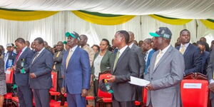 DP William Ruto joined by Kenya Kwanza alliance politicians during the formation of the Kenya Kwanza coalition in Nairobi on April 12, 2022.