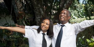 Captain Irene Koki Mutungi and her father, Captain Joe Mutungi. 