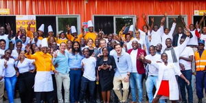 An image of the staff of a Nairobi-based cloud Kitchen startup, Kune Food.