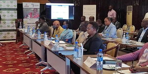 An image of the presidential candidates' meeting with the Independent Electoral and Boundaries Commission (IEBC) commissioners on Wednesday, June 29, 2022.