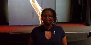 Kenyan Filmmaker, Njoki Muhoho, poses for a photo at the International Emmys held in 2019. 
