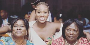 From left to right: Kristina Pratt,her daughter Kavi Pratt and Mama Ngina Kenyatta.