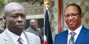 Kenya Kwanza's presidential running mate, Rigathi Gachagua (left) and Interior PS Karanja.