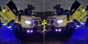 A collage image of a UDA branded car spotted on July 8, 2022.